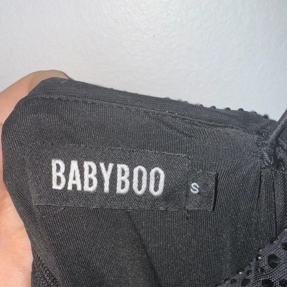 BABYBOO - Rhinestone Black Ruched Mini Dress - Picture 4 of 4